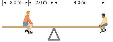 1. The uniform seesaw is balanced at its center of mass. The smaller boy on the right has a mass of