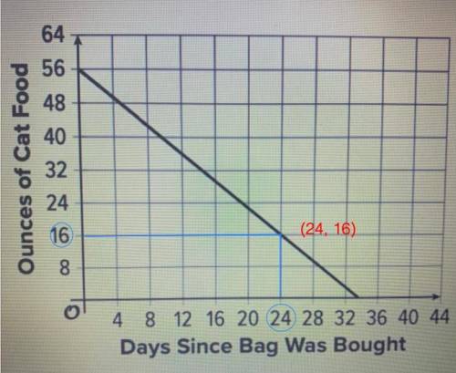 Andre bought a new bag of cat food. The next day, he opened it to his cat. The graph shows how many