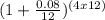 (1+\frac{0.08}{12}) ^{(4x12)}