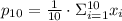 p_{10} = \frac{1}{10}\cdot \Sigma_{i = 1}^{10} x_{i}