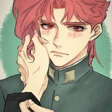 draw a picture of Noriaki Kakyoin in the style of Vento Aureo, and another picture in the style of M