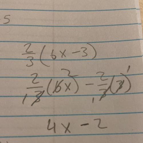 Fraction 2|3(6x-3) what’s the answer