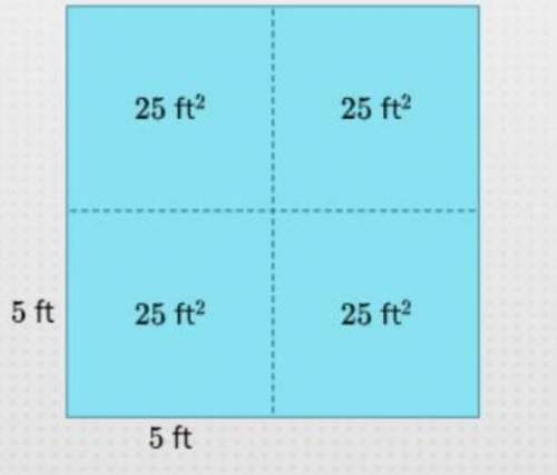 What's the total area of each smaller space is 5 feet on each side