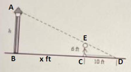 Question 6

A person standing 35 feet from a street light casts a shadow as shown. What is the heigh