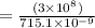 = \frac{(3\times 10^8) }{715.1\times 10^{-9} }