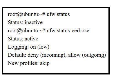 Compare the ufw status verbose command output with Windows Firewall with the Advanced Security Windo