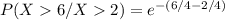 P(X6/X2) = {e^{-(6/4 - 2/4)}}