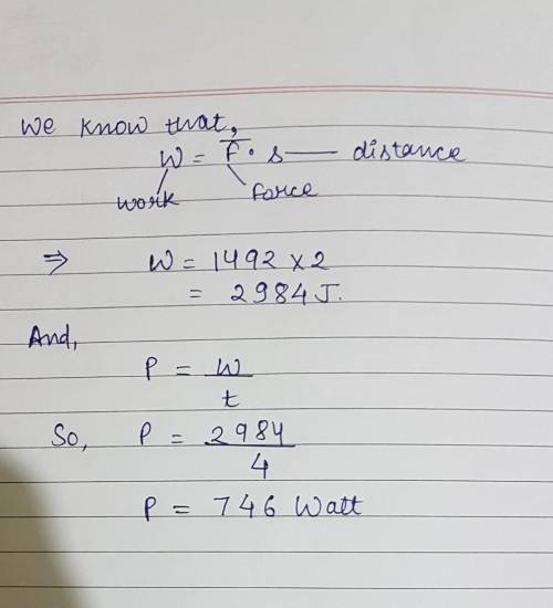 how much power is needed to move a box a distance of 2 meters in 4 seconds when you push with 1,492