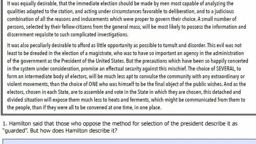 How does Hamilton say electors should be selected? Why?
