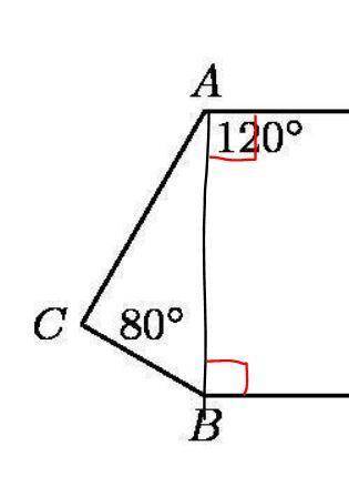 Lines l and k are parallel to each other. A=120 degrees. and C=80 degrees. What is the number of deg