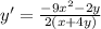 y'=\frac{-9x^2-2y}{2(x+4y)}