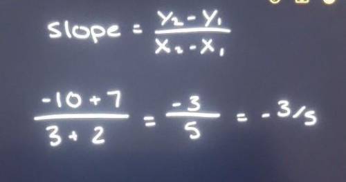 What is the slope of (-2,-7),(3,-10)