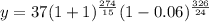 y = 37(1 + 1)^{\frac{274}{15}}(1 - 0.06)^{\frac{326}{24}}