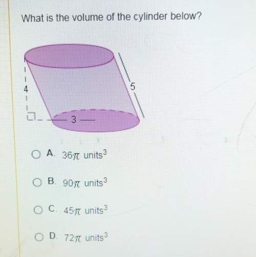 (photo)what is the volume of the cylinder below? a.36 pie units^3(cube)b.90