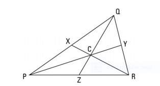 In triangle ∆pqr, c is the centroid. a. if cy = 10, find pc and py b. if qc = 10, find z