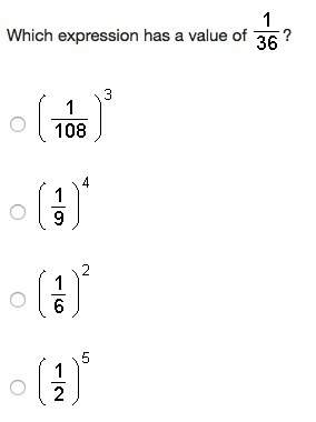 Which expression has a value of 1/36?