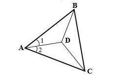 Given: ab = ac m∠1=m∠2 ac = 15, dc = 5 find: bd, ab