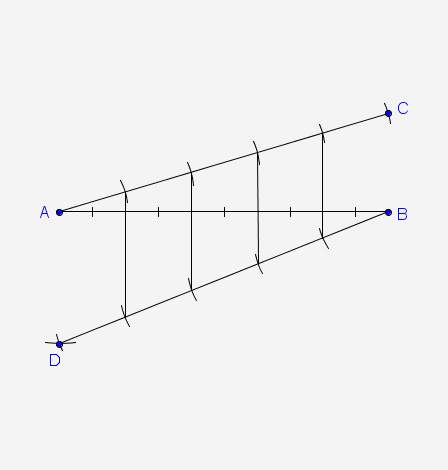 ﻿use your knowledge of similar triangles to explain why the construction in the image divides the li