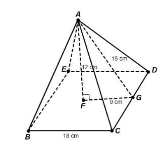 What is the volume of this square pyramid?  1296 cm³ 1620 cm³ 38