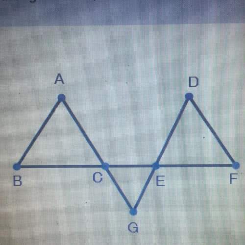 In the figure below, triangle abc is congruent to triangle def. point c is the point of intersection