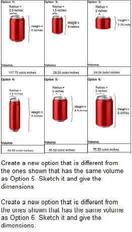 I'm ripping my hair out. i found the volume on all of these cans. option 4 and 5 have the same volum
