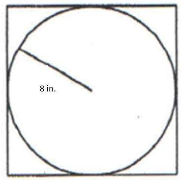 Asquare is circumscribed about a circle with an 8-inch radius, as shown below. what is the area, in