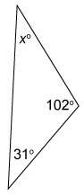 What is the measure of angle x?  enter your answer in the box. m∠x= °&lt;