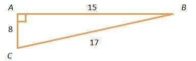 In the triangle below, 8/15 represents which ratio?  tanb tanc sinb co
