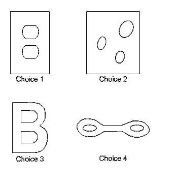 "which shapes are topologically equivalent to choice 2?  a.) 1 and 4 only