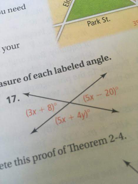 Find the value of each variable and the measure of each labeled angle. explain your answer.