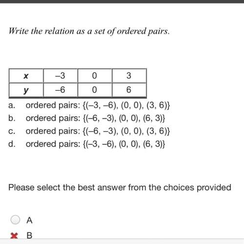 Write the relation as a set of ordered pairs. a. ordered pairs: {(–3, –6), (0, 0)