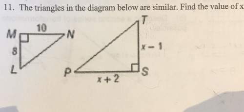 The triangles in the diagram below are similar, find the value of x.