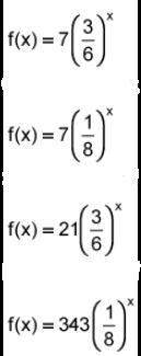 Brainliest  rewrite the function f of x equals 7 times one half to the 3 times x power using