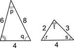 Two similar triangles are shown below:  two triangles are shown. the sides of the triang