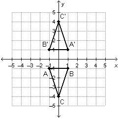 Triangle abc is rotated to create the image a'b'c'. which rule describes the trans