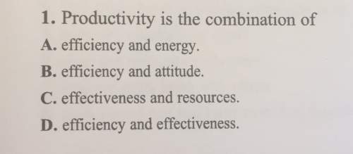 1. productivity is the combination of a. efficiency and energy b. efficiency and attitude c., effect