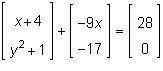What are the values of x and y in the matrix equation below?