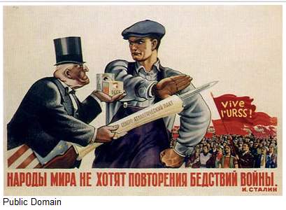 What action of the united states does the poster criticize from the soviet point of view?  a.