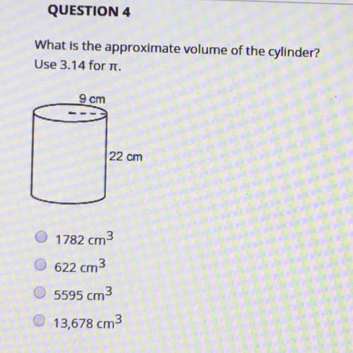 What is the approximate volume of the cylinder? use 3.14 for π.