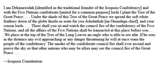Based on this excerpt, what was the purpose of the iroquois league? (see image) 1) to mainta
