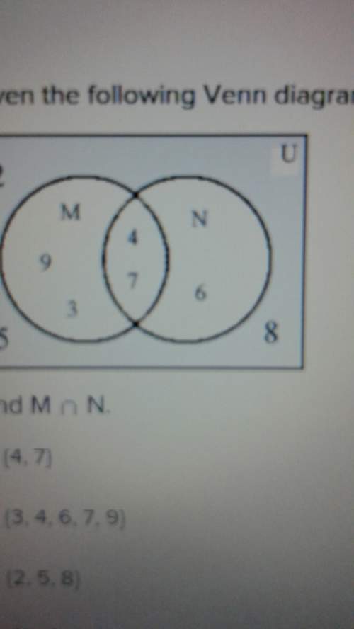Given the following venn diagram find m n n