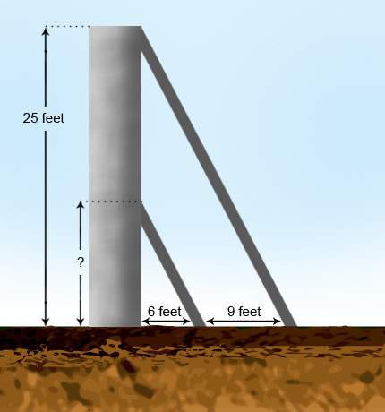 During renovation, a pillar is supported by two braces as shown in the diagram. based on the diagram