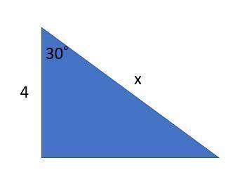 Which trig function and ratio would you use to solve the following? tan 30 = x4