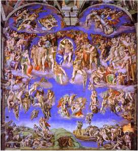 The attached painting is michelangelo buonarroti’s, last judgement. what is/was the source of inspir