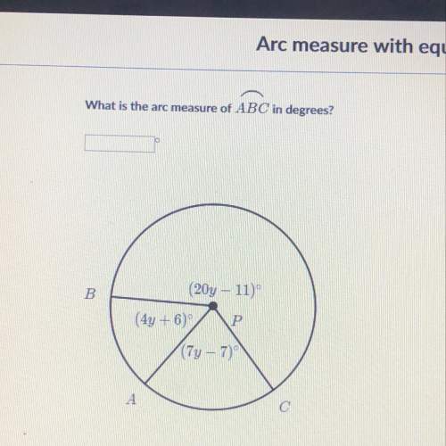 What is the arc measure of abc in degrees?