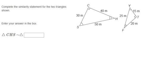 Complete the similarity statement for the two triangles shown. enter your an
