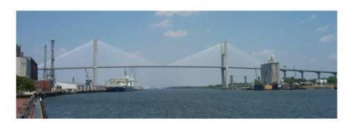 The talmadge bridge, which spans the savannah river, was rebuilt in 1987. the port of savannah is on