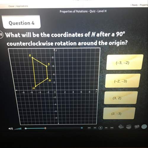 What will be the coordinates of n after a 90 degree counterclockwise rotation around the origin?