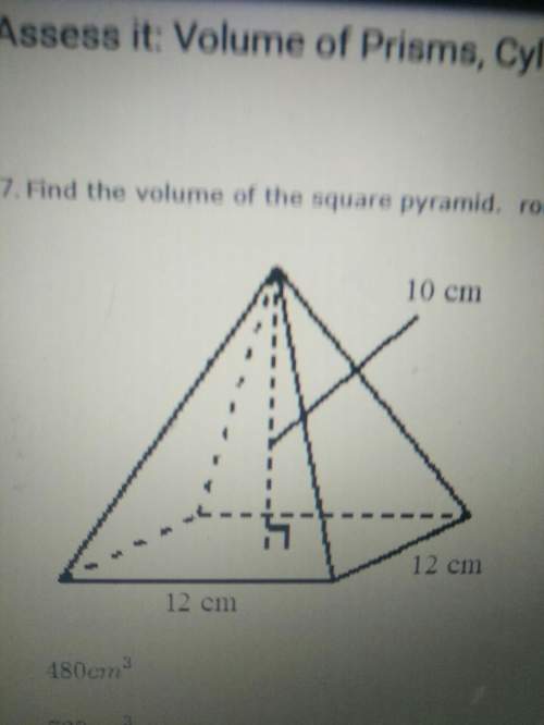 Find the volume of the square pyramid round to the nearest tenth if necessary