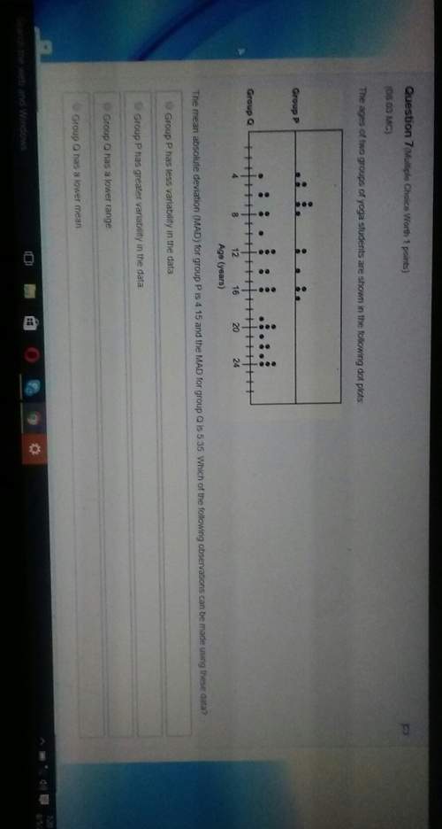 The age of two groups of yoga students are shown in the following dot plot